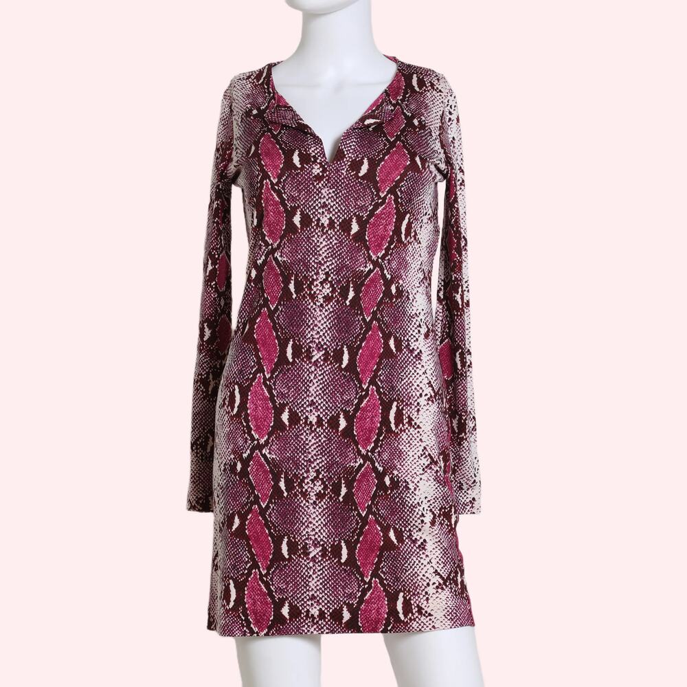 Diane Von Furstenberg Pink Silk Python Snake Anim… - image 5